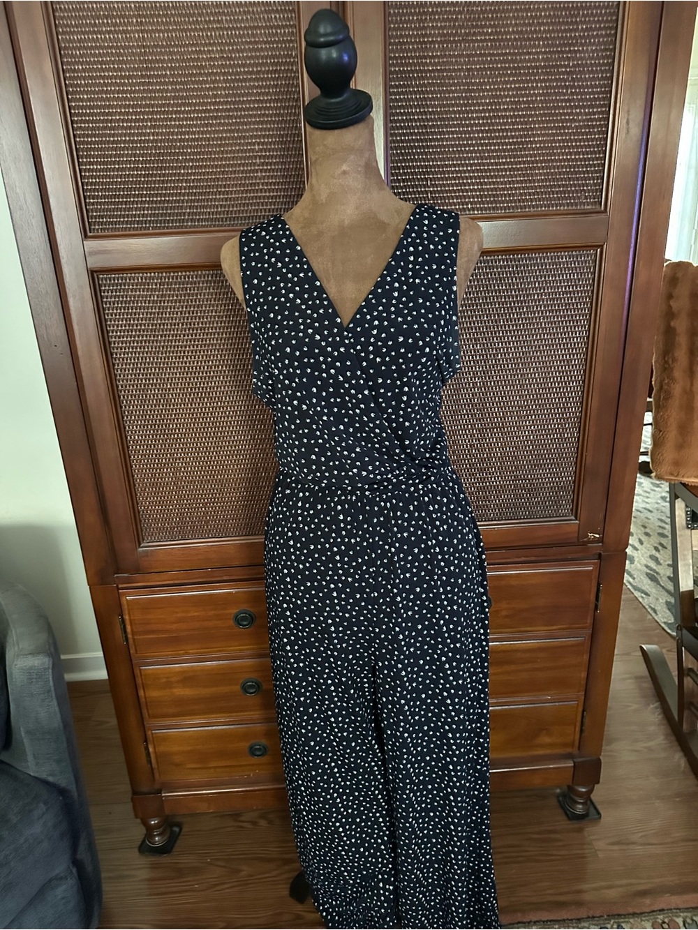 Sleeveless Black Polka Dot Jumpsuit